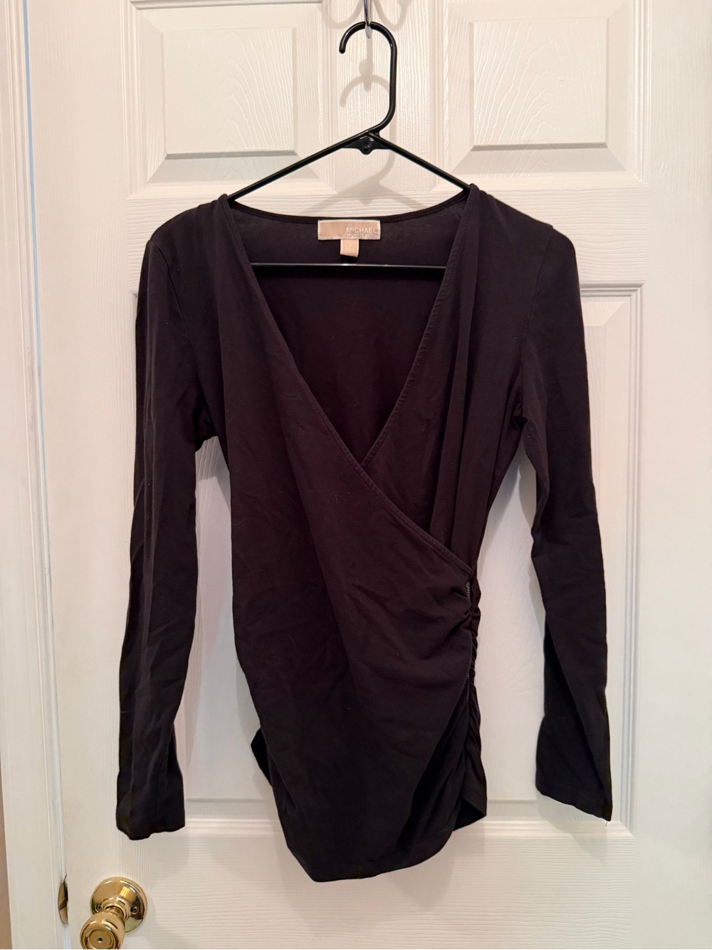 Michael Kors Black Long-Sleeve Wrap Top